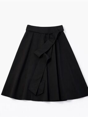 Tie-Front Black A-Line Skirt